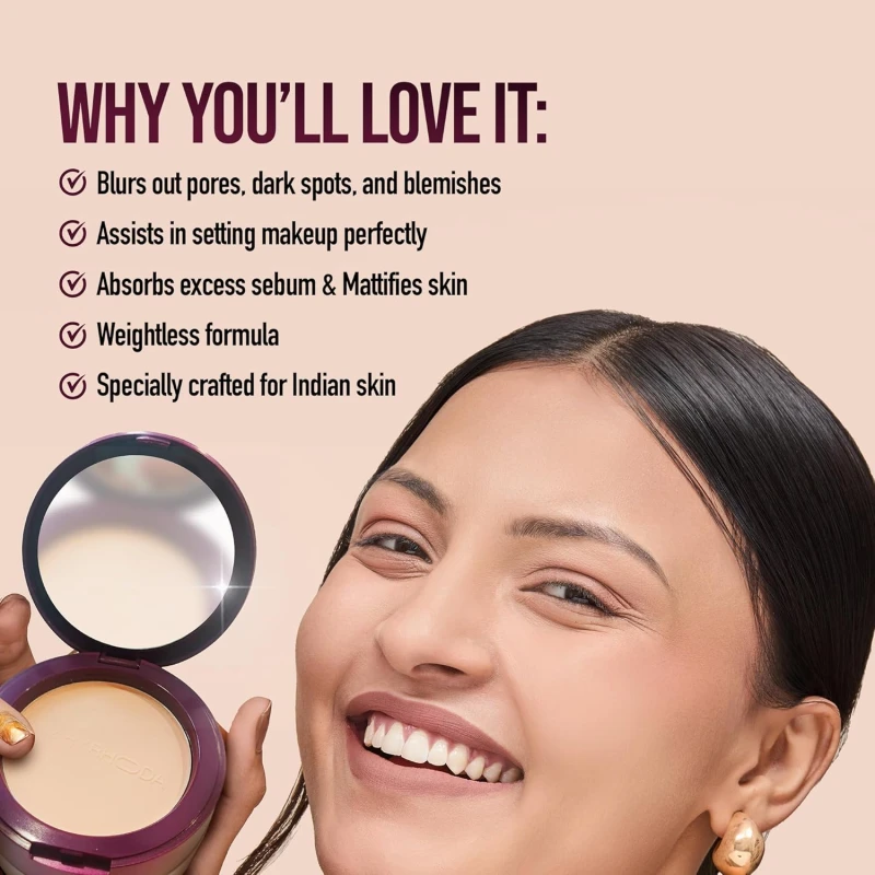 Hilary Rhoda Compact & Loose Powder | Beige | 2-in-1 Setting Powder for Oil Control & Matte Finish | Weightless | Blends Effortlessly | Long-Lasting | Hides Imperfections | for Indian Skintone | (Shade 03) 32g thumbnail 4